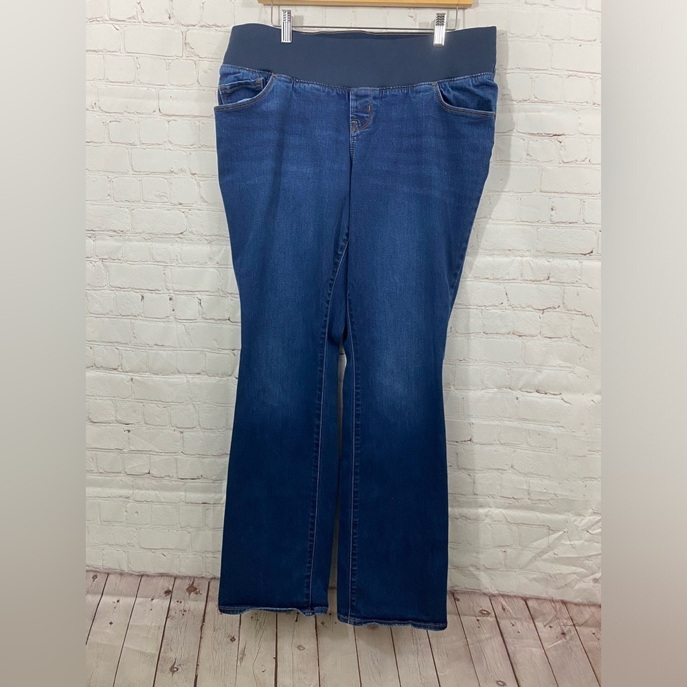 Old Navy Maternity Bootcut Front Low Panel 5 Pocket Plus Size 14 Long Jeans